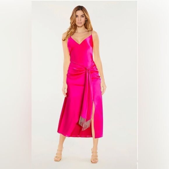 Cinq A Sept Kalena Silk Embellished Midi Dress size 2 - Picture 1 of 15